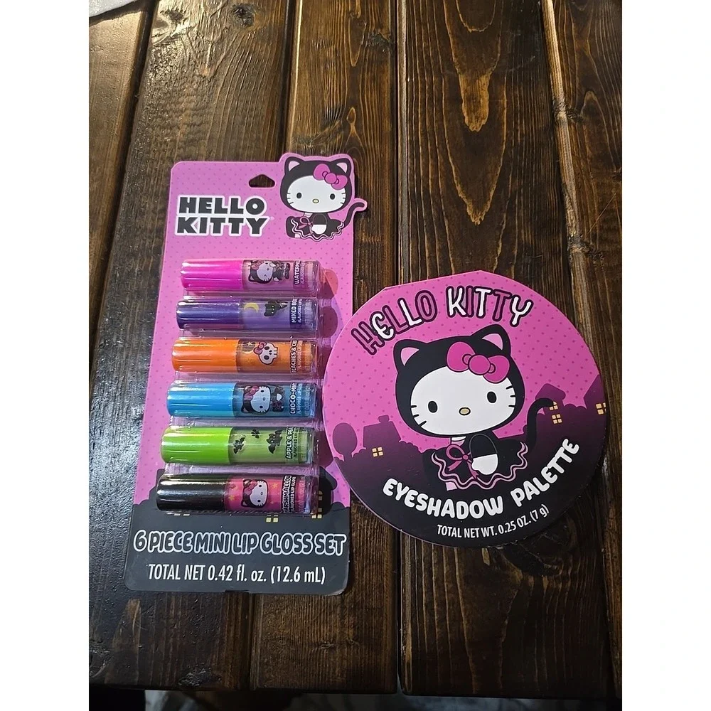 NEW Hello Kitty Lot Eyeshadow Palette (9 Colors) &‎ Mini Lip Gloss Set (6)